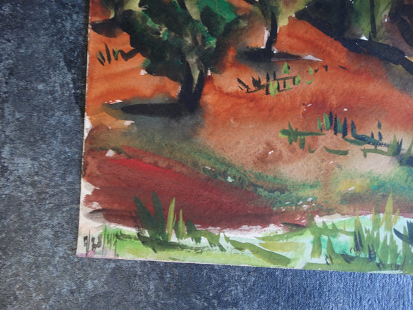 Jae Carmichael - Hillside and Trees - Watercolor c 1947 P2609