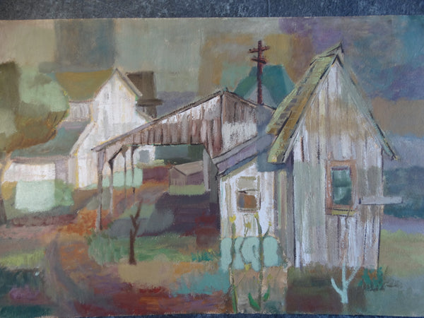 Jae Carmichael - Barn Study Capistrano - Modernist Watercolor c 1960 - P2612