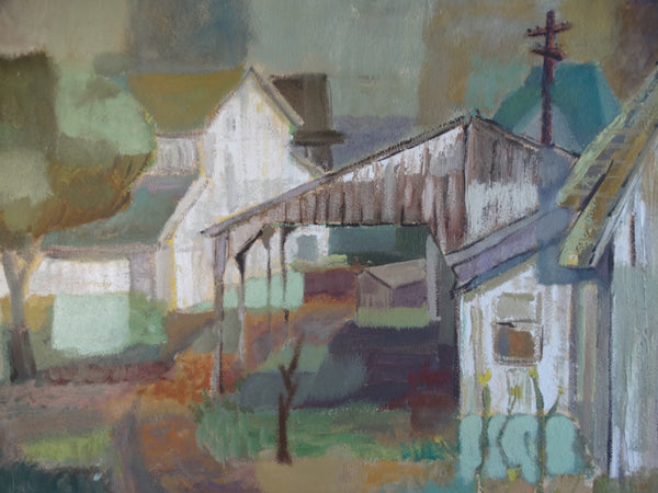 Jae Carmichael - Barn Study Capistrano - Modernist Watercolor c 1960 - P2612