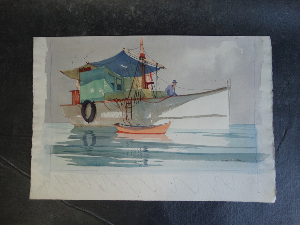 Frank Moss Hamilton - Shrimp Boat - Watercolor 1952 - P2629