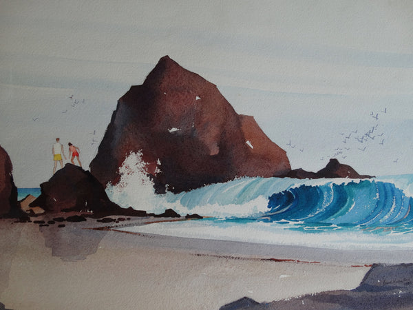 Frank Moss Hamilton - California Coastline - 1952 Watercolor P2631