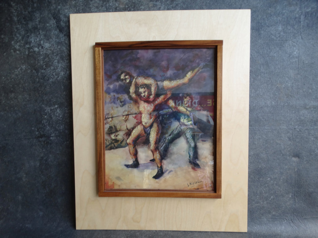 Stevan Kissel - Wrestling Match -Watercolor and Ink - 1960s P2632