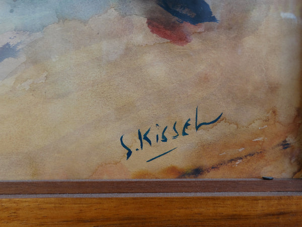 Stevan Kissel - Wrestling Match -Watercolor and Ink - 1960s P2632