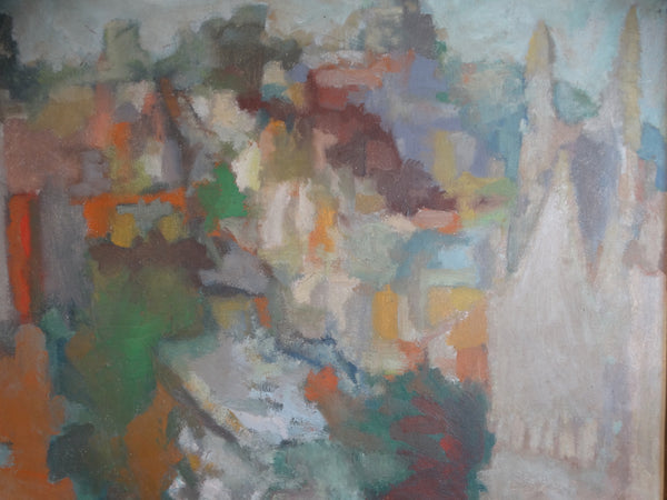 Post-Impressionist View of Russian Hill and St Peter and Paul Church in North Beach - Oil on Canvas P2687