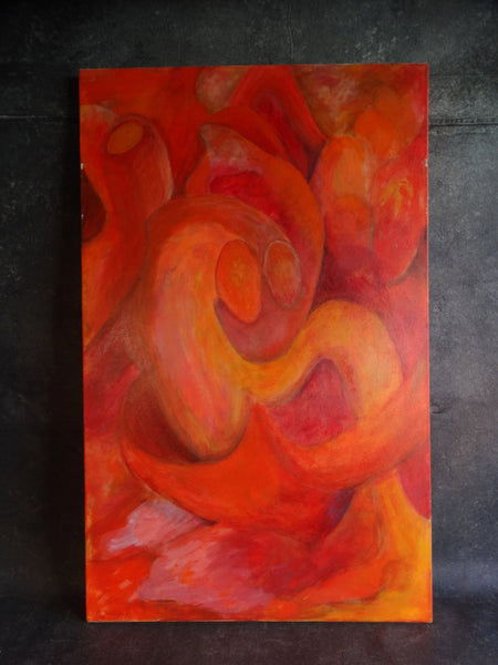 Meyer Greenberg Orange Abstract Oil on Canvas P2688