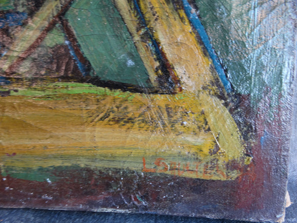 Leon Saulter  (1908 - 1986) Ultra Modernist Cityscape - Oil on Canvas P2692