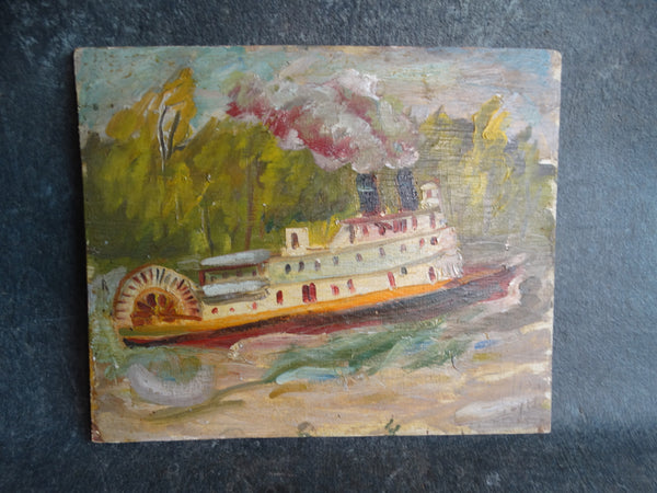 Anders Aldrin - Paddle Steamer circa 1930s Oil On Board P2698
