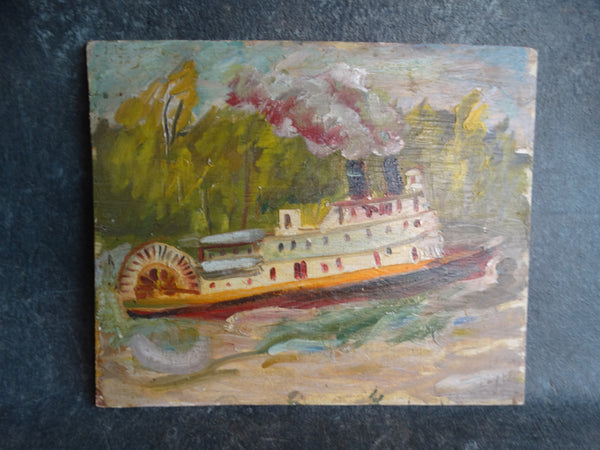 Anders Aldrin - Paddle Steamer circa 1930s Oil On Board P2698
