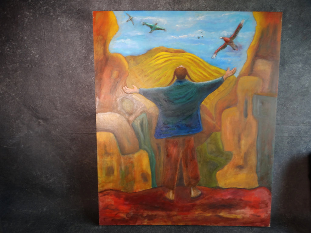 Meyer Greenberg Acrylic on Canvas - Spiritual Awakening c 1980s P2703