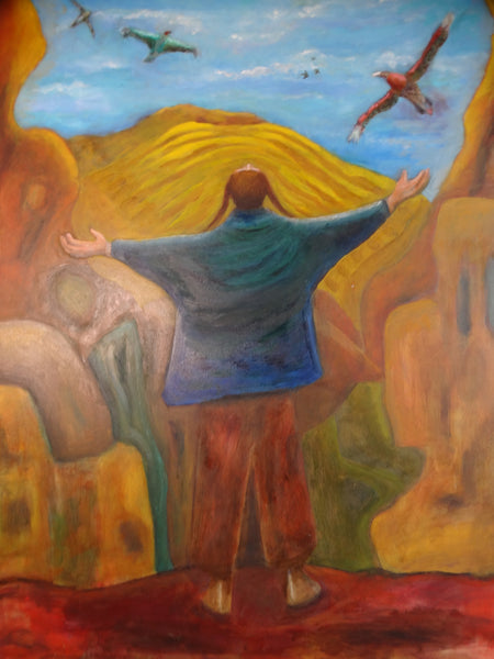 Meyer Greenberg Acrylic on Canvas - Spiritual Awakening c 1980s P2703
