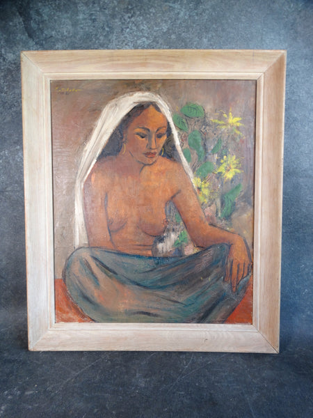 E Sotello Native Woman Oil on Board 1961 P2725