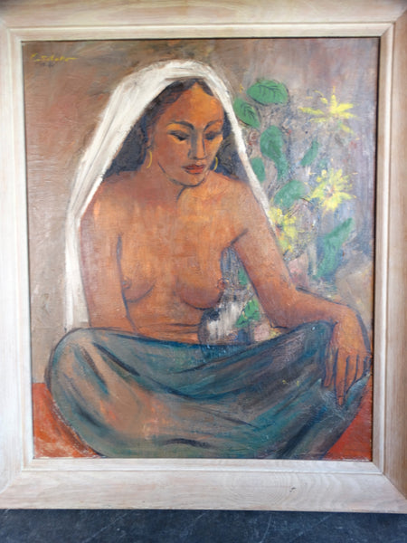 E Sotello Native Woman Oil on Board 1961 P2725
