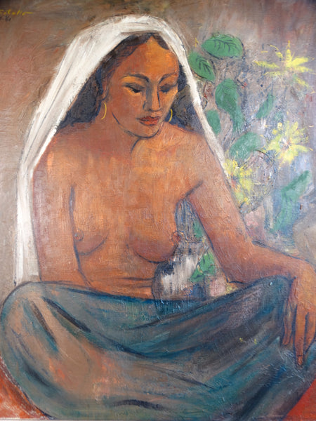 E Sotello Native Woman Oil on Board 1961 P2725