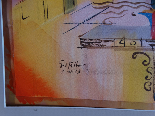 Edward Sotello 1973 Watercolor - Red Sensation Newport Beach P2738