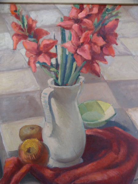 Ruth Emerson -Gladioli – Still Life Oil on Canvas c 1940 P2741