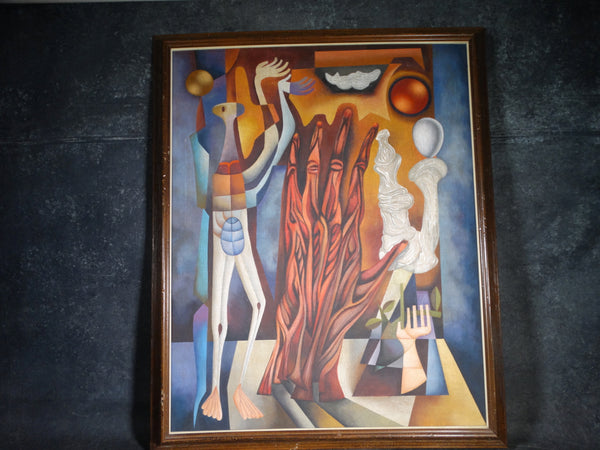 Jose Maria De Servin  - Surrealist Tableau - Oil on Canvas circa 1960s P2841
