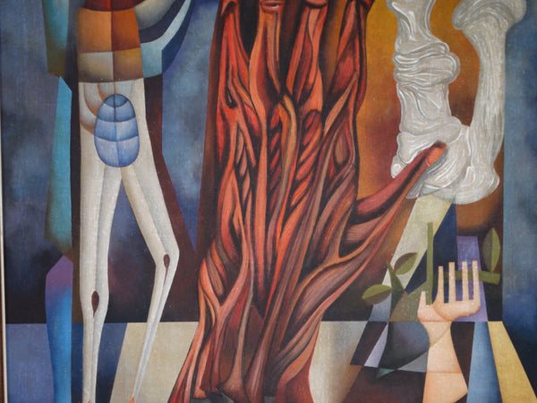 Jose Maria De Servin  - Surrealist Tableau - Oil on Canvas circa 1960s P2841