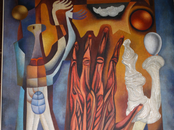 Jose Maria De Servin  - Surrealist Tableau - Oil on Canvas circa 1960s P2841