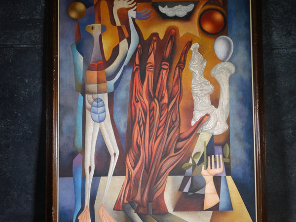 Jose Maria De Servin  - Surrealist Tableau - Oil on Canvas circa 1960s P2841