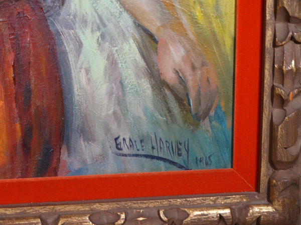 Grace Harvey - Mexican Girl With Doll - Oil on Canvas 1965 P2759