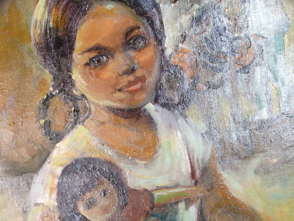 Grace Harvey - Mexican Girl With Doll - Oil on Canvas 1965 P2759