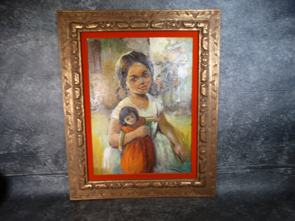 Grace Harvey - Mexican Girl With Doll - Oil on Canvas 1965 P2759
