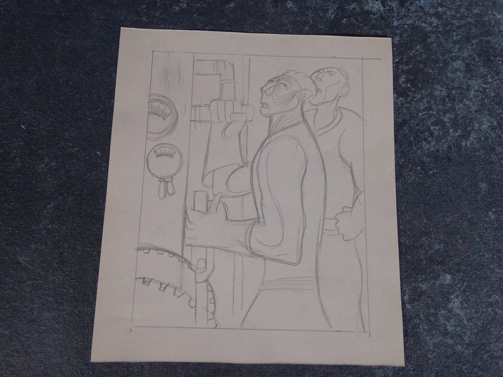 Alberto Beltrán - Men Operating Factory Machinery - Drawing P2778