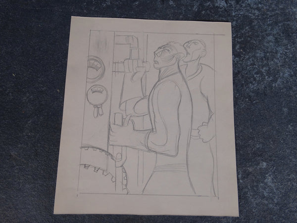 Alberto Beltrán - Men Operating Factory Machinery - Drawing P2778