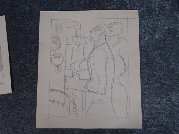 Alberto Beltrán - Men Operating Factory Machinery - Drawing P2778