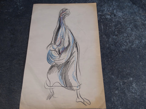 Alberto Beltrán - Two-sided - Color Pencil Studies - Industrially Blighted Mother and Child - P2782