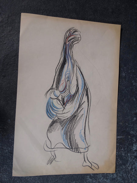 Alberto Beltrán - Two-sided - Color Pencil Studies - Industrially Blighted Mother and Child - P2782