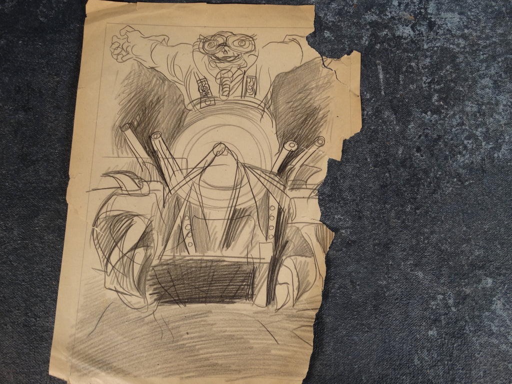 Alberto Beltrán - Demonic Man and Machine - pencil sketch - P2785