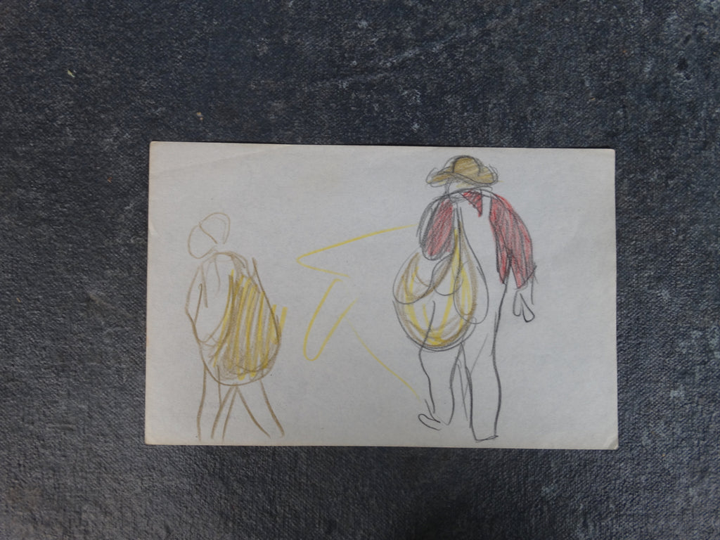 Alberto Beltrán- Studies of a Laborer - Colored Pencil - P2790