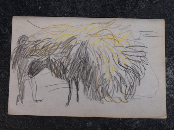 Alberto Beltrán - Man Loading Donkey Study - Colored Pencil - P2792