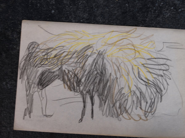 Alberto Beltrán - Man Loading Donkey Study - Colored Pencil - P2792
