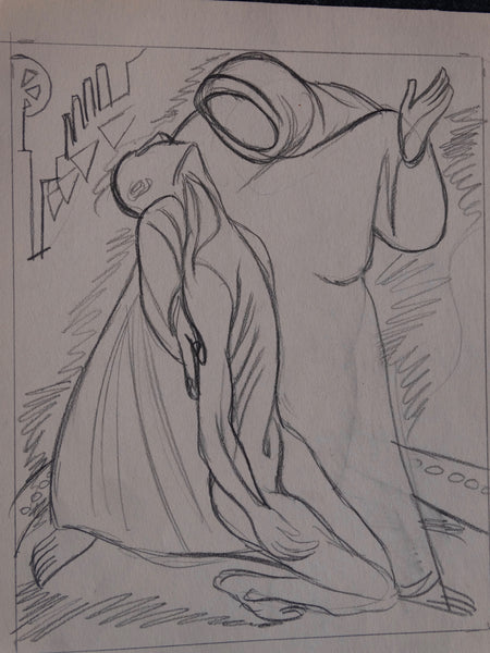 Alberto Beltrán - Cowled Figure Holding Up Another P2797