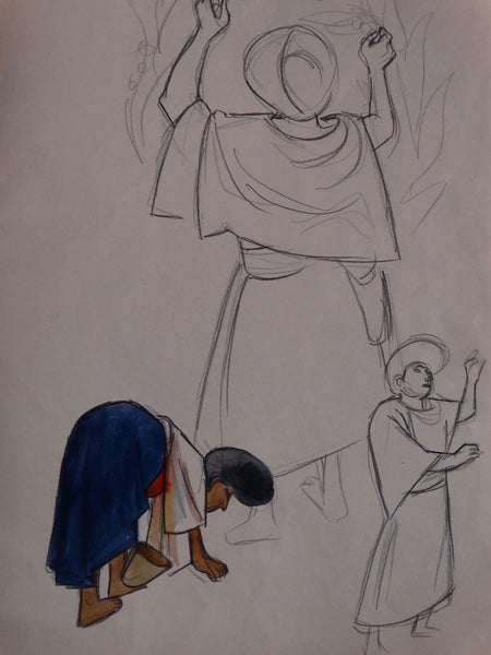Alberto Beltrán - Watercolor and pencil studies of a Woma Harvesting - P2801