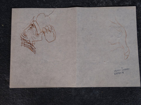 Alberto Beltrán - Pen and Ink Study of Man Drinking - P2803