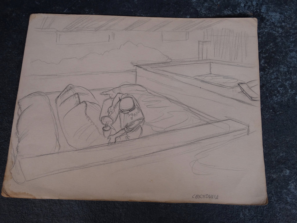 Alberto Beltrán - Worker at a Tannery ("Curtideria") - Drawing - P2806