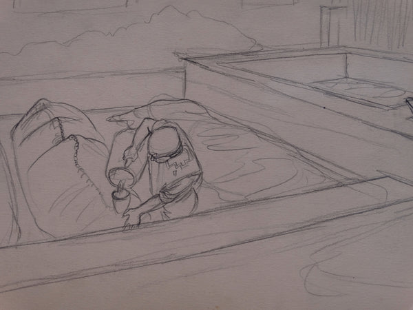 Alberto Beltrán - Worker at a Tannery ("Curtideria") - Drawing - P2806