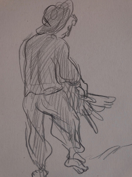 Alberto Beltrán - Man at the Market - Drawing - P2809