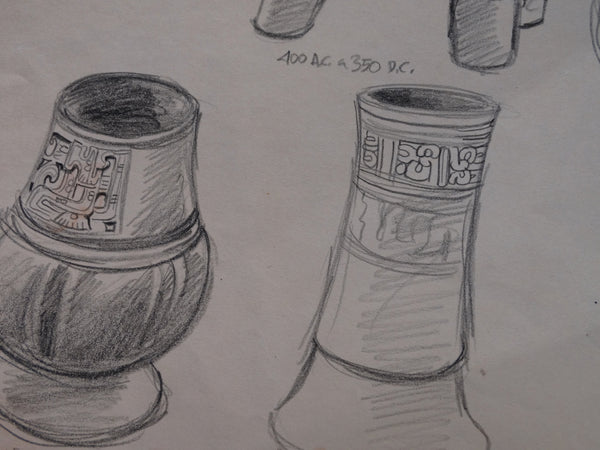 Alberto Beltrán - Drawing of  Ancient Mayan Pottery P2811