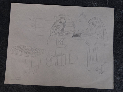 Alberto Beltrán - Market Place Study - Bakery Dispute - Drawing  P2817