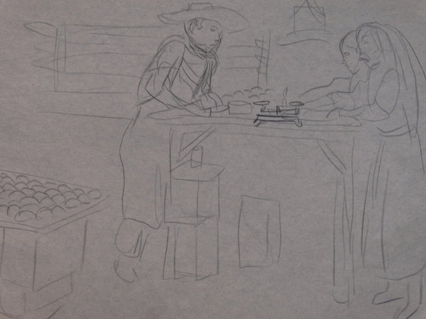 Alberto Beltrán - Market Place Study - Bakery Dispute - Drawing  P2817