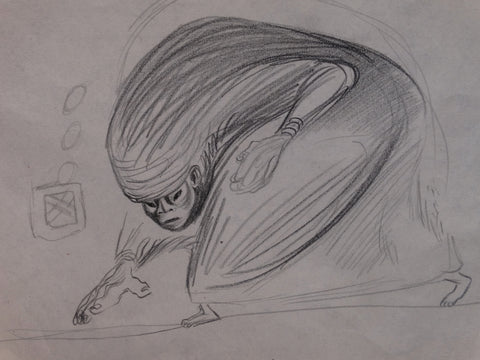 Alberto Beltrán - Old Woman Swooping Down To Pick Something Up - P2818