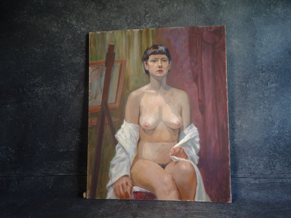 Aaron Hanin (1912 - 1990) - Seated Nude - Oil on Canvas - P2834