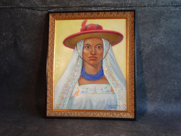 Alfonso Tirado - Mexican Woman in Traditional Costume - Oil on Canvas P2869