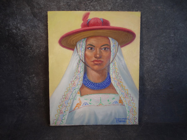 Alfonso Tirado - Mexican Woman in Traditional Costume - Oil on Canvas P2869