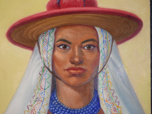 Alfonso Tirado - Mexican Woman in Traditional Costume - Oil on Canvas P2869