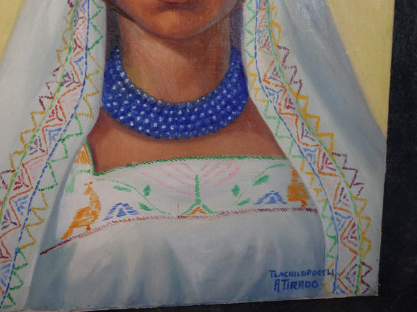 Alfonso Tirado - Mexican Woman in Traditional Costume - Oil on Canvas P2869